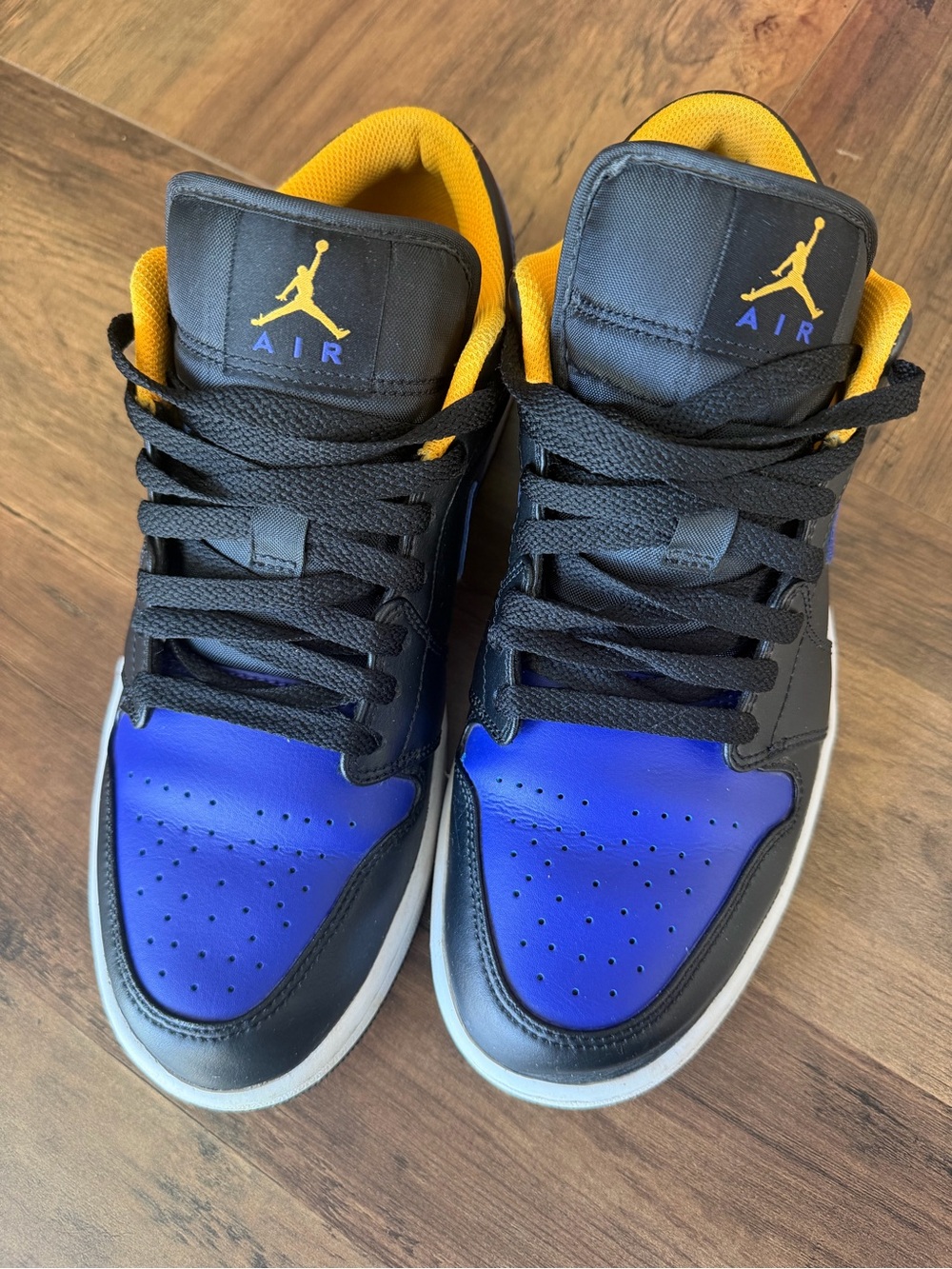 Jordan 1 Low Top Sneakers in Black, Purple and Yellow - Picture 2 of 7